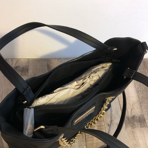 Jet Black and Gold Chain Marc New York by Marc Andrew Handbag Purse With Insert - Picture 8 of 12